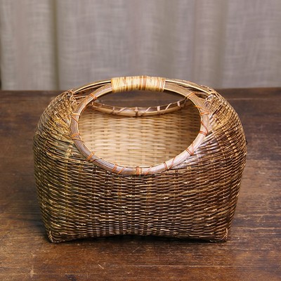 纯手工竹编手提水果篮买菜篮子竹筐放菜篮筐家用收纳购物篮野餐篮
