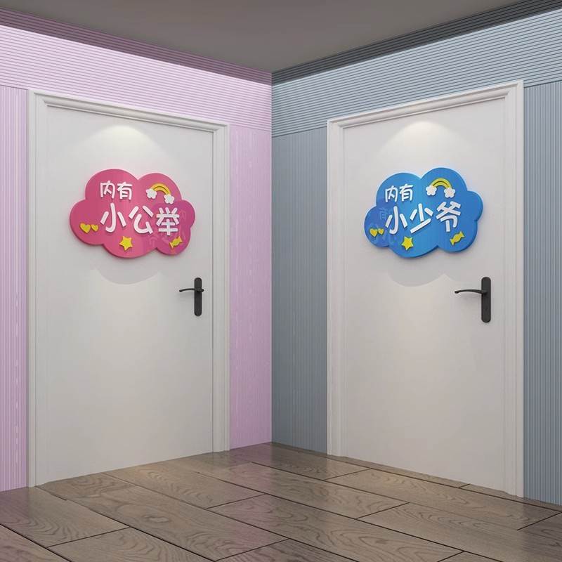 儿童房间布置墙贴自粘卧室墙面装饰内有小少爷小公举门贴创意墙贴