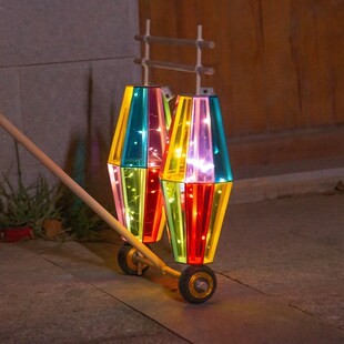 新年灯笼diy非遗手工diy花灯材料包元宵节创意古风手推转动宫灯