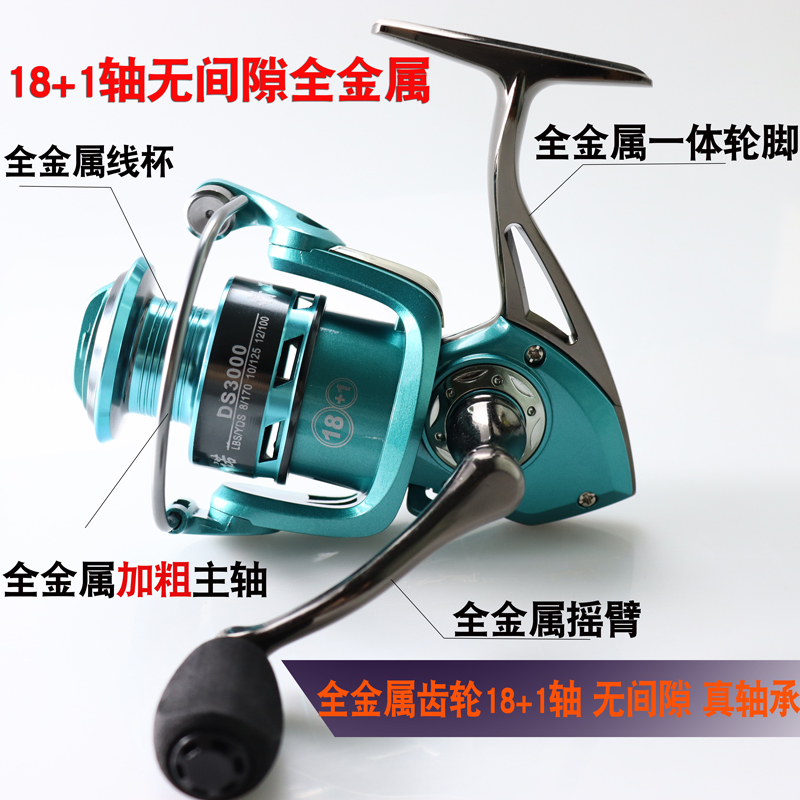 全金属摇臂渔轮无间隙纺车轮渔线轮路亚海竿船钓鱼轮矶钓阀钓远投