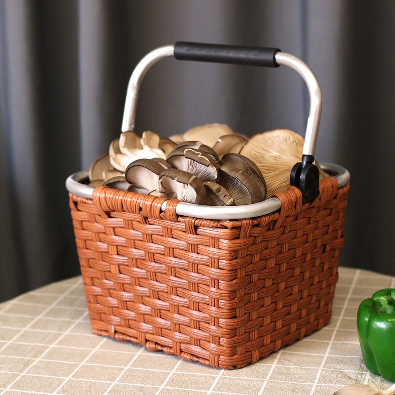 提篮仿藤收纳篮储物篮编织藤编菜篮购物篮浴室篮收纳筐防水蔬菜筐