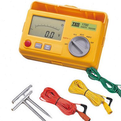 中国台湾泰仕可开13%票TES-1700数字式接地电阻计电阻测试仪打钉