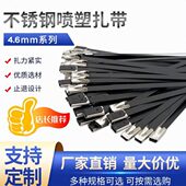316喷塑不锈钢扎带黑色船舶电力桥架电缆扎带船用涂塑金属扎带