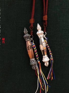 S925旧c格萨尔王权杖心想事成如意马鞭吊坠藏式民族风镶嵌可打开