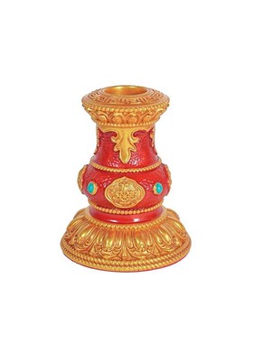 五色手摇底座转金筒转轮转桶树脂彩绘摆件财神幡藏式锡杖旗幡箭幡