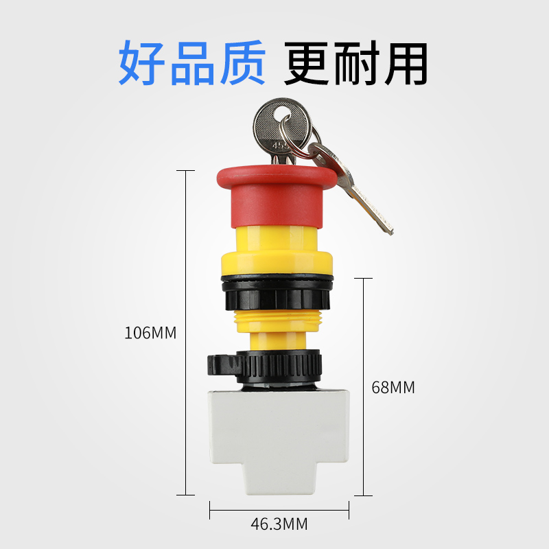 BA8030防爆防腐带钥匙急停按钮蘑菇头带锁旋L转控制开关配电箱30m