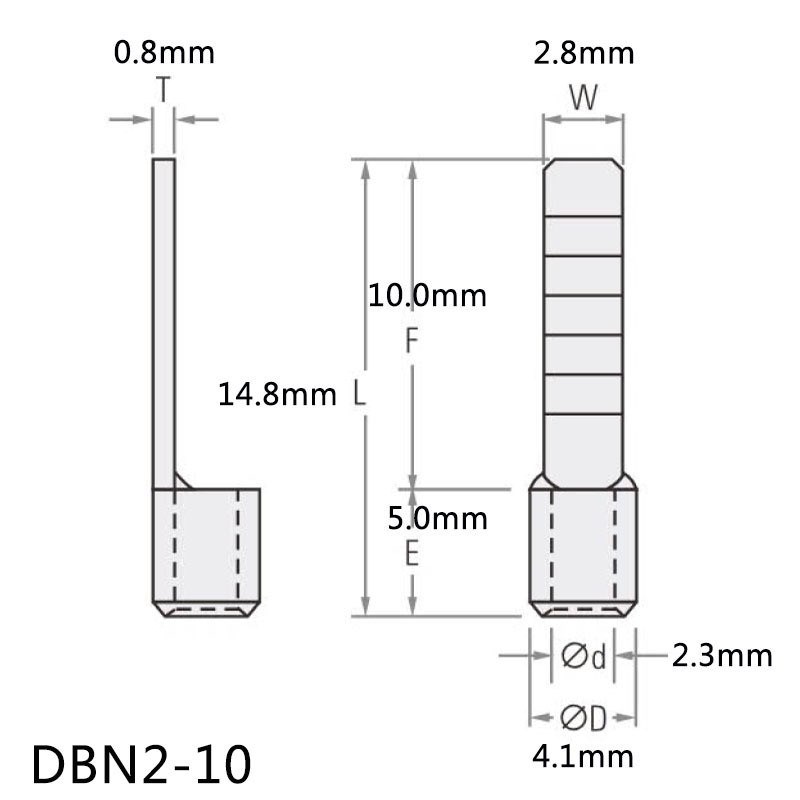 DBN2-10片形裸端头 针形接线端子冷压紫铜压线插片接头快速连接器