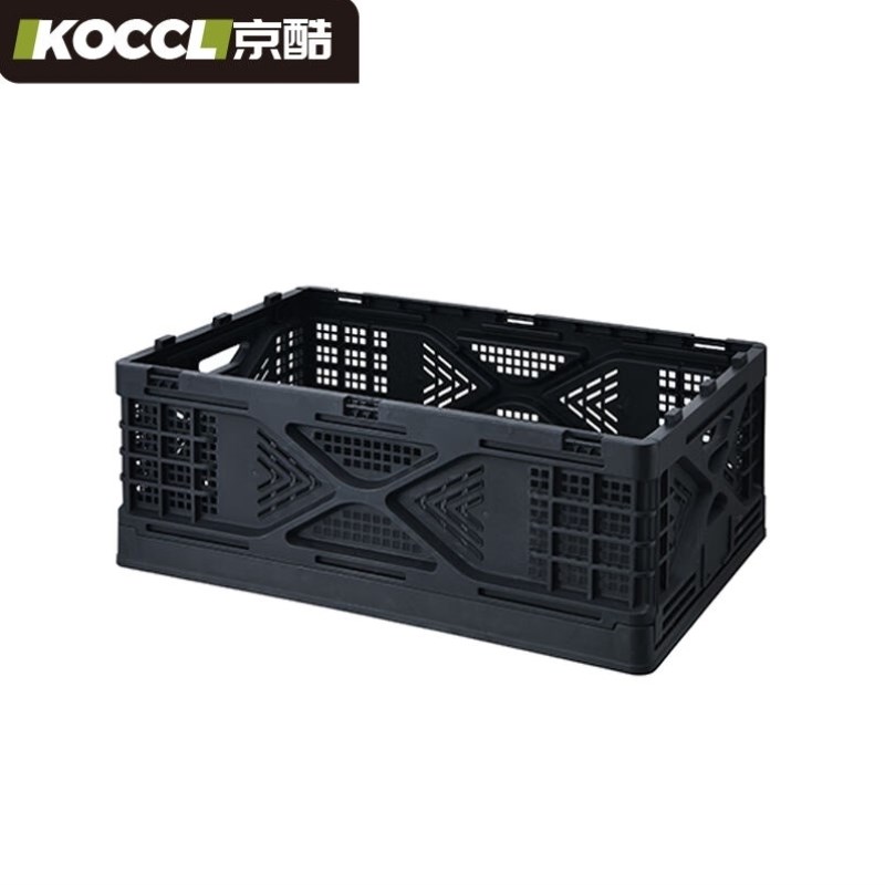 京酷周转筐蔬果筐塑料框储物箱带号插储物折叠箱无盖黑色60*39*23