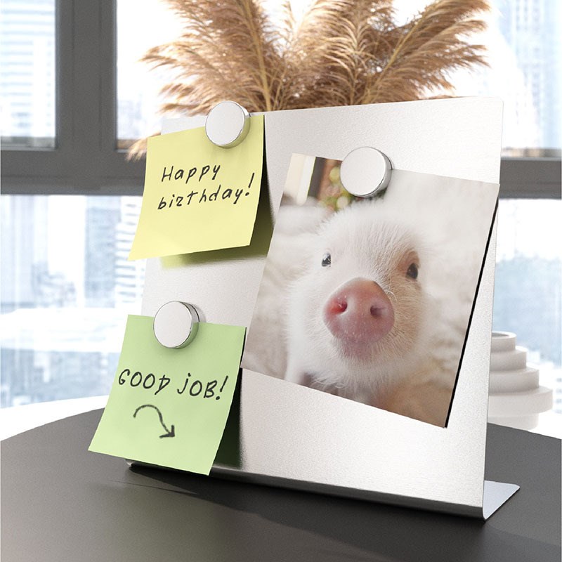 磁吸留言板桌面立式可擦写白板台式小黑板便利贴收纳粘J贴黑板备