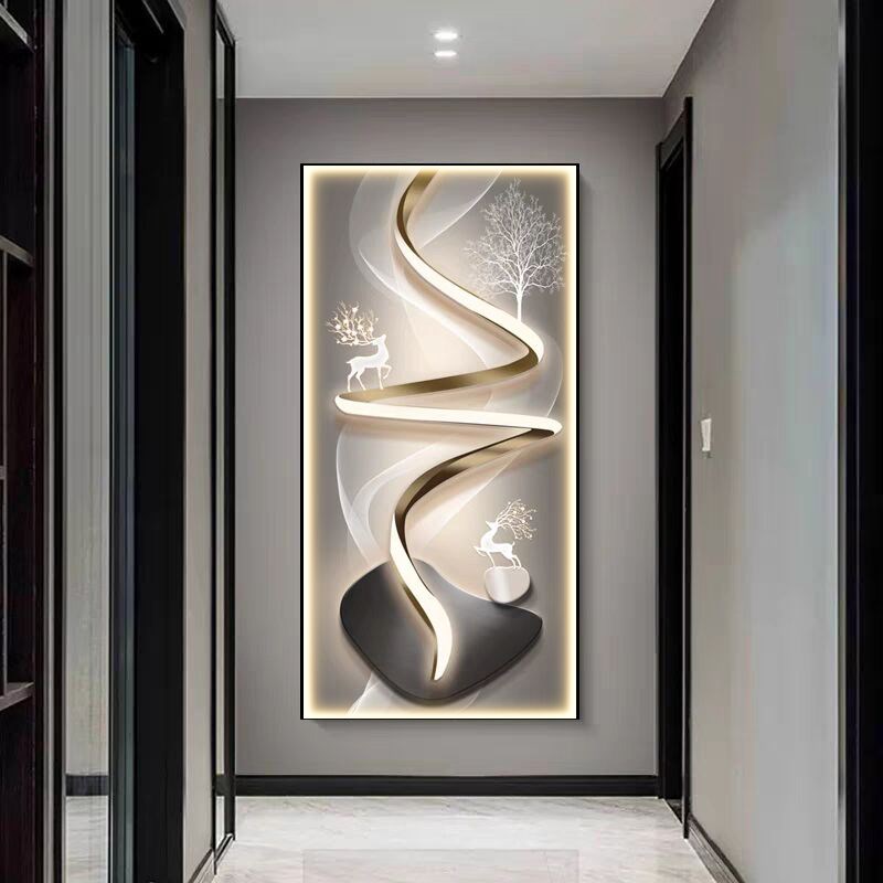 入门玄关装饰画带灯2025新款走廊过道挂画入户正对门玄关画轻奢