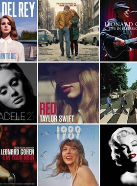 黑胶唱片现代简约音乐主题道具复古海报音乐封面墙面装饰摆设背景