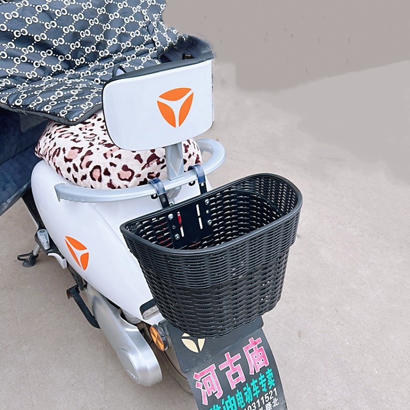 电动车后置车筐电动机车后尾挂篮加大书包车篓后用靠背菜篮子