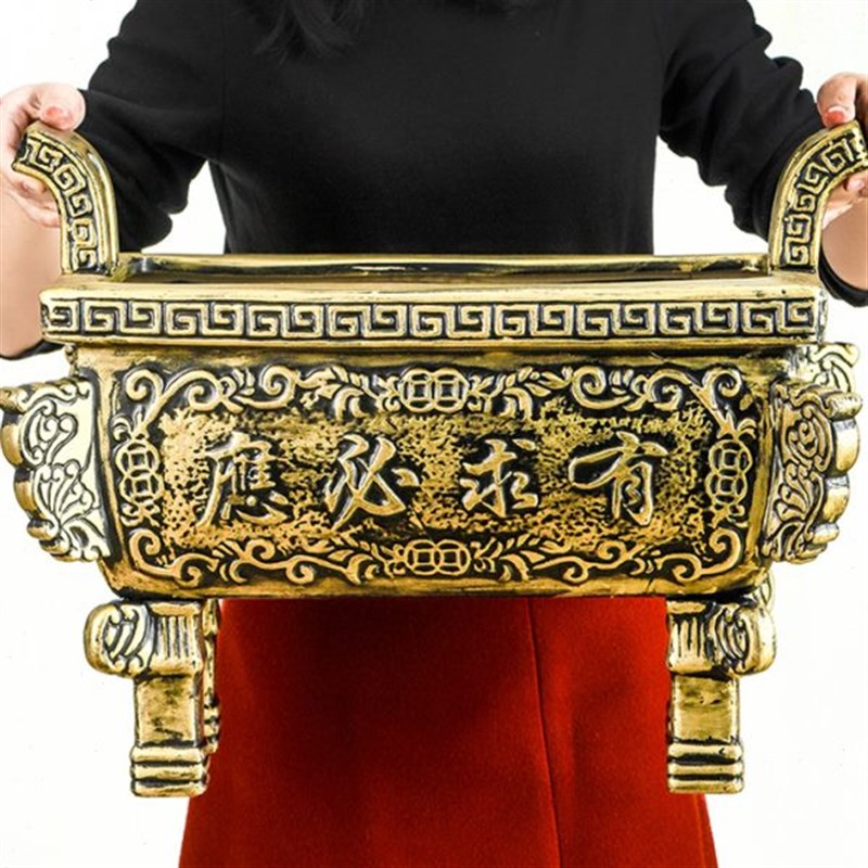 陶瓷有求必应彷古铜香炉特大四足长方形家用室外大X号香炉四方鼎