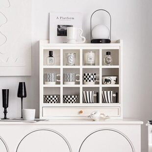 家用收纳杯子格子架轻奢多宝格 实木网红杯架置物架桌面展示架日式