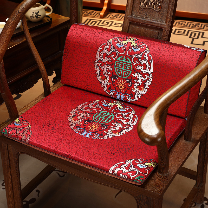 新中式腰靠垫红木沙发靠枕客厅沙E发靠背办公室椅垫坐垫靠垫一体