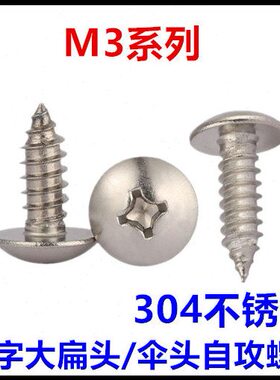 ST3*6*18*25*30*35十字大扁头自攻螺丝钉304不锈钢TA伞头蘑菇头M3