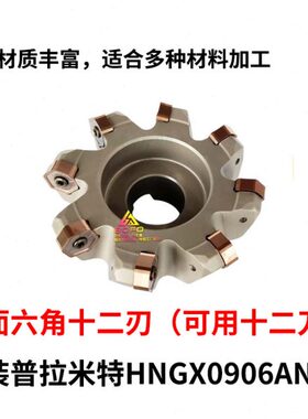 45度快进给铣刀盘双面12刃角普拉米特HNGX/HNMG0906/7ANSN 大切深
