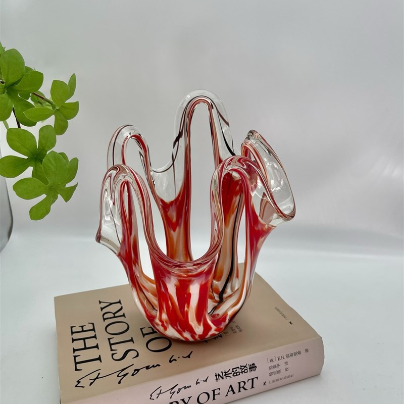 中古手工琉璃烛台样板间黑白简约台面摆件软装艺术感家居装饰