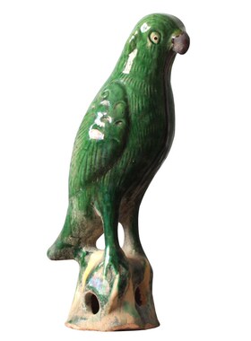 唐三彩鹦鹉摆件绿釉书房家居装饰彩陶瓷软装饰品收藏艺术品纯手工