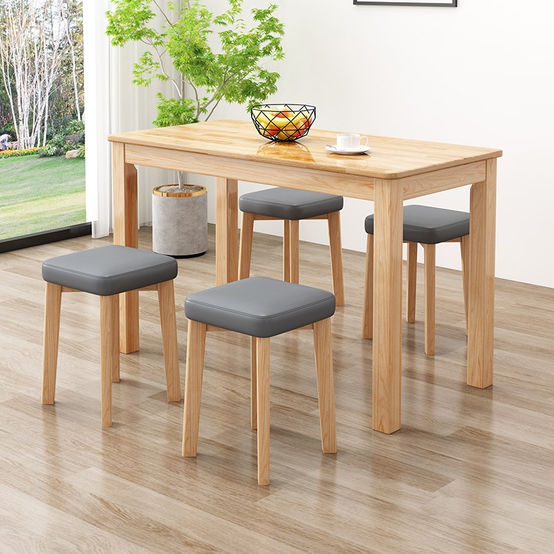 全实木快餐桌小吃店面馆早餐店通用桌椅小户型家用饭桌长方形餐桌