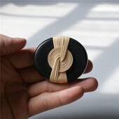 小宽竹工创意笔搁茶宠镇纸石敢当摆件凤尾结手工编织传统竹编工艺