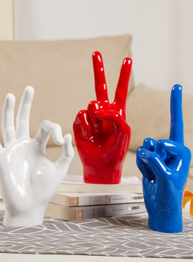 优艺诗 现代简约 胜利手势ok手势家居创意装饰摆件工艺品软装配饰