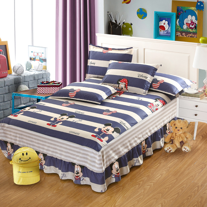 全棉新款可爱卡通1米2单人床床罩床裙 1.2米单件 床裙式 男孩儿童