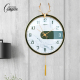 康巴丝摇摆钟表简约鹿头挂钟创意时尚 挂表复古静音客厅时钟 个性