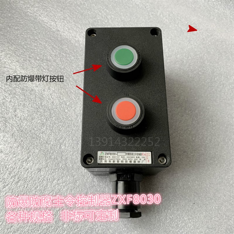 EX防爆防腐主令控制器ZXF8030二位带灯按钮旋钮开关盒防爆操作