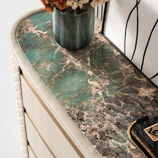 FOMIX 不锈钢视听 意式 极简岩板电视柜轻奢C皮革硬包卧室家用高款