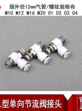 白色节流阀调节调速阀快插快速接头SL12-01/02/03/04M10M12M16M20