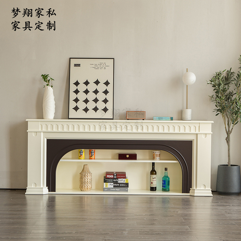 法式实木现代简约小户型客厅拱形壁炉柜美式电视柜装饰柜壁炉架