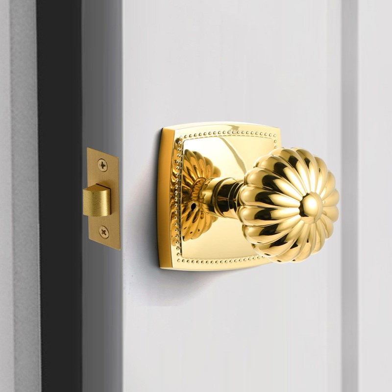 复古南瓜门锁法式金色室内静音房门锁卫生间浴室球形锁门把手含锁