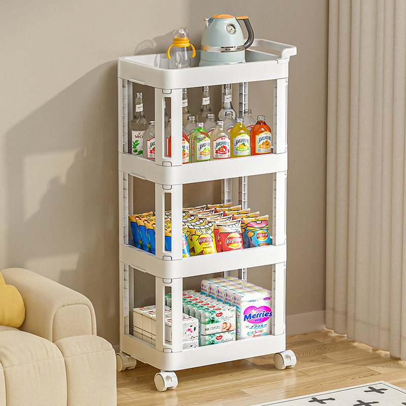 家居收纳手推车置物架落地可移动带轮客厅厨房小推车收纳储物架子