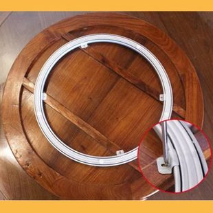 实木玻璃大理石圆桌餐桌扎钢底座轴承转盘家用标准固定转圈酒店