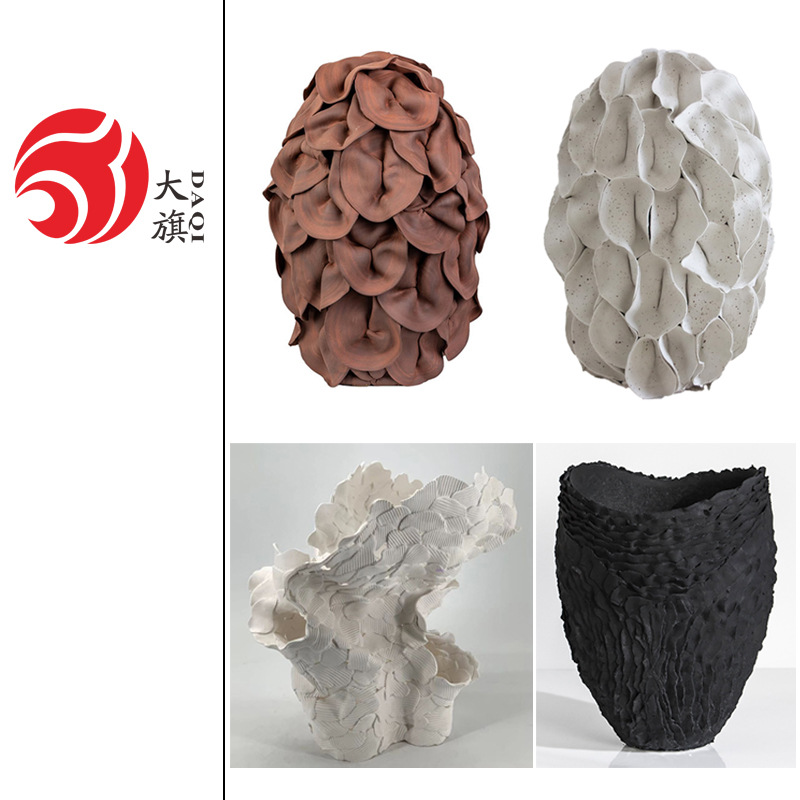 现代艺术家居软装白色陶瓷手工花瓶摆件样板房别墅酒店装饰品