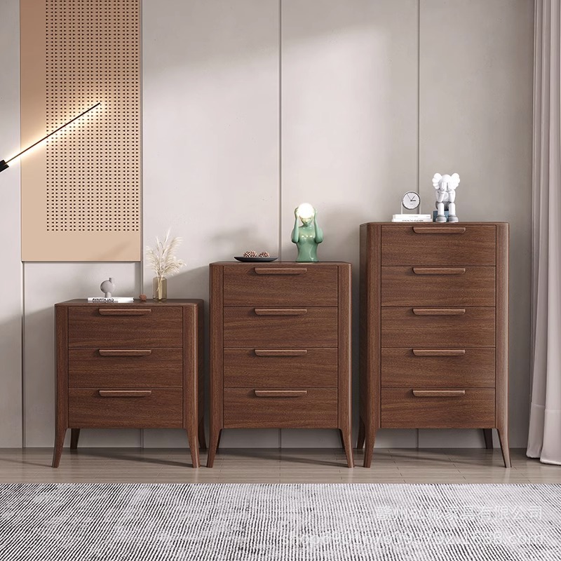 现代简约胡桃木斗柜收纳柜实木三四五斗柜客厅抽屉柜子卧室斗橱