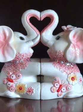 方亚地内陶瓷象摆件一对玄关客厅电视柜酒柜家居饰品乔迁新居礼品