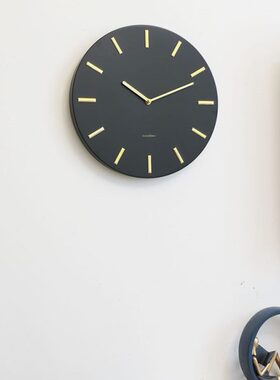 Crystal Nord黑色金属挂钟轻奢客厅现代简约卧室静音家用北欧挂表