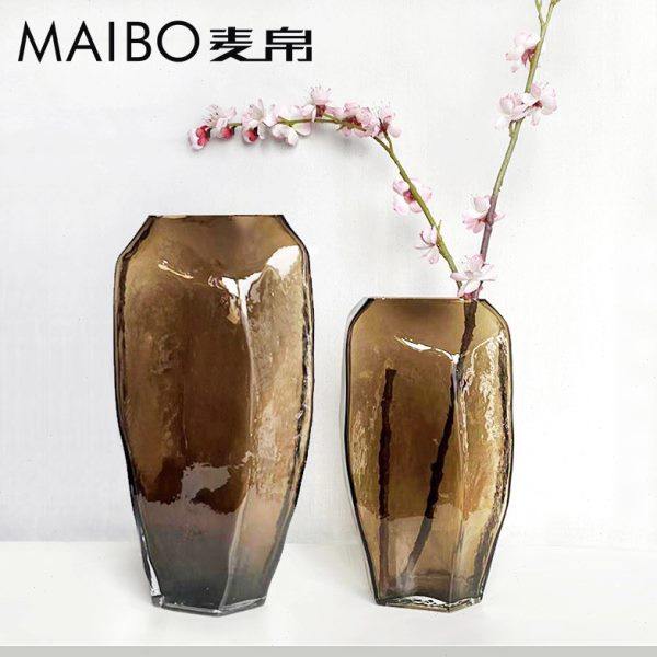 简约现代北欧风格手工玻璃花瓶客厅摆件干花花器玄关落地精美装饰,家居饰品,花瓶,淘宝优惠券,粉丝福利购,淘宝优惠卷