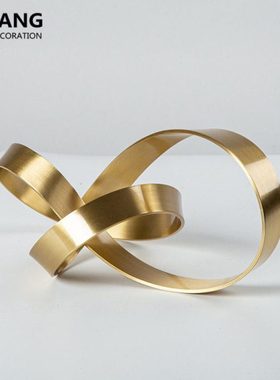 北欧轻奢几何扭曲线条金属抽象摆件现代简约客厅家居样板间装饰品