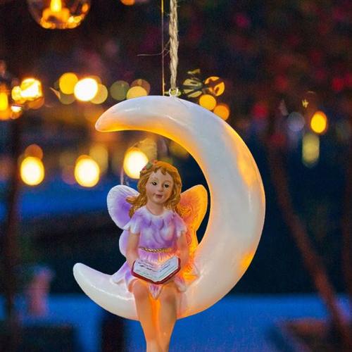 花仙子月亮灯花园庭院阳台装饰树脂挂件创意造景模型幼儿园工艺品