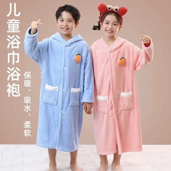儿童长袖浴袍斗篷浴袍可穿式浴巾宝宝洗澡游泳吸水冬天女男童专用
