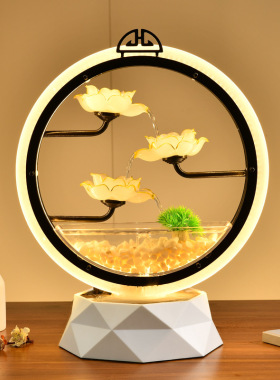 新中式流水摆件水循环招财办公室桌面装饰品店铺开业乔Z迁新居礼