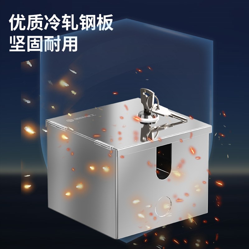 带锁插座不锈钢户外电源盒子防水防盗保护盒盖电动车充电86型明装