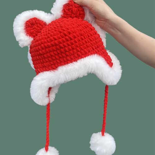 手工编织保暖虎头帽儿童秋冬毛线护耳帽子亲子传统舞狮帽教程工具