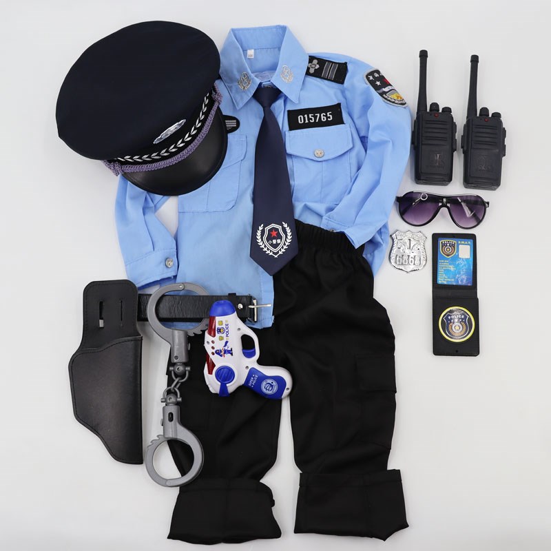 男童长袖警服警官服全套玩具职业角色扮演交警制服表演出服万圣节
