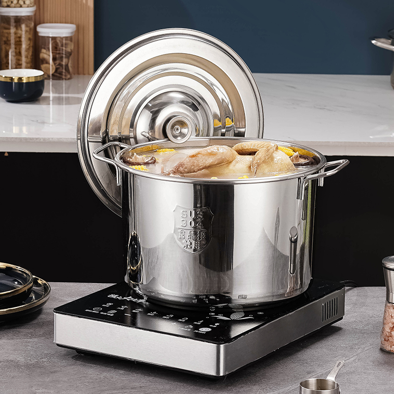 不锈钢汤桶304加厚圆桶水桶家用 卤肉桶专用电磁炉食品级汤锅商用
