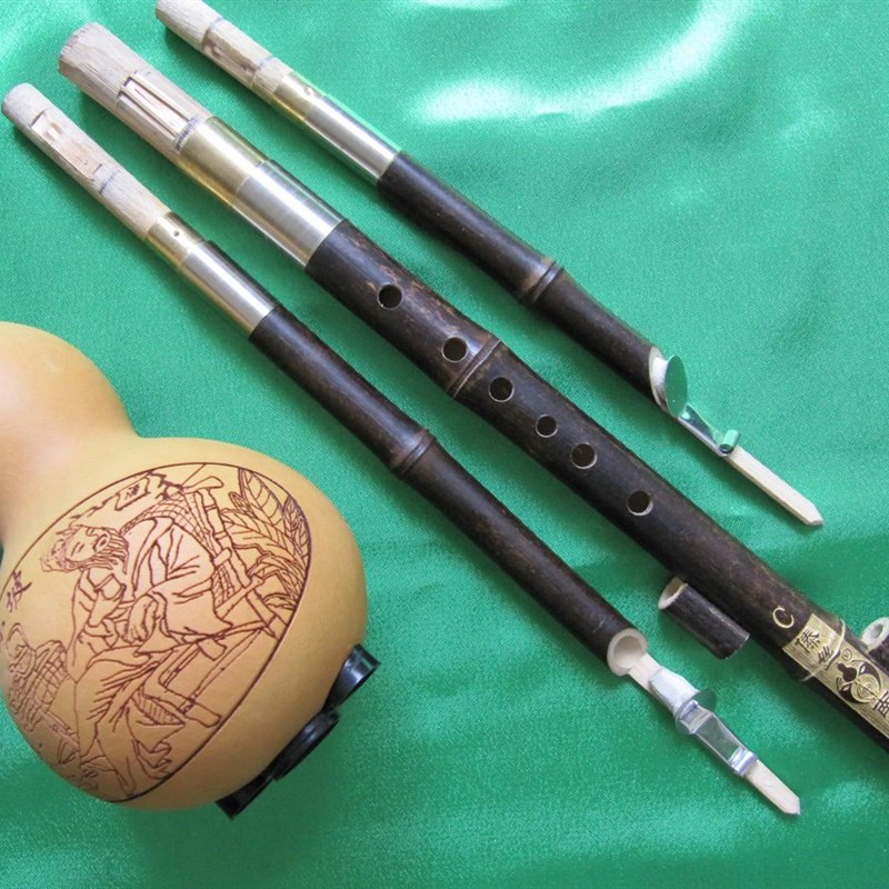 傣丝南韵精品专业演奏型优质紫竹皮套可拆三音推拉式C调葫芦丝