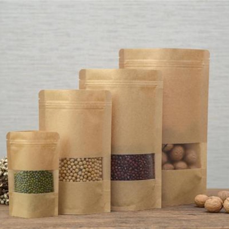 22*3a0+5cm*32丝磨砂开窗牛皮纸袋自立袋自封拉链袋瓜子枸杞红枣